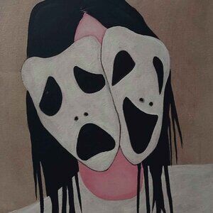 Comedy Mask Women, Joy and Tragedy two face mask.